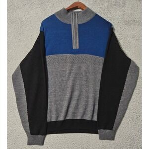 St. Croix Tasmere Wool 1/4 Zip Knit Sweater Men's Medium Color Block USA‎